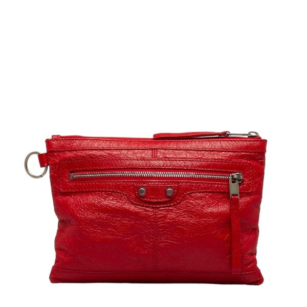 219 28782 1 Balenciaga Classic Clip M Clutch Flat Leather Pouch Red