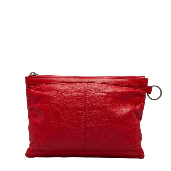 219 28782 3 Balenciaga Classic Clip M Clutch Flat Leather Pouch Red