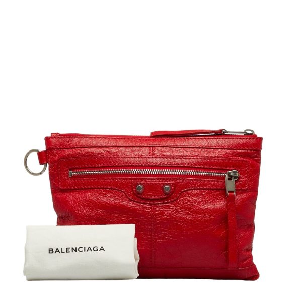 219 28782 9 Balenciaga Classic Clip M Clutch Flat Leather Pouch Red