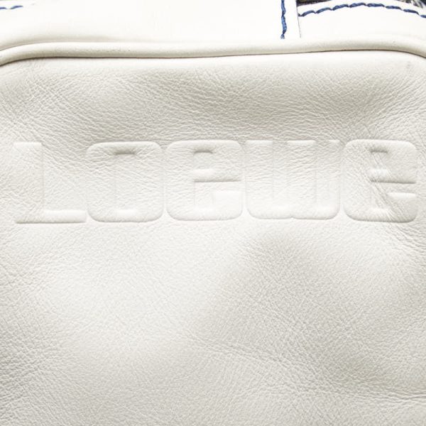 219 28784 8 Loewe Logo Fringe Drawstring Leather Shoulder Bag White