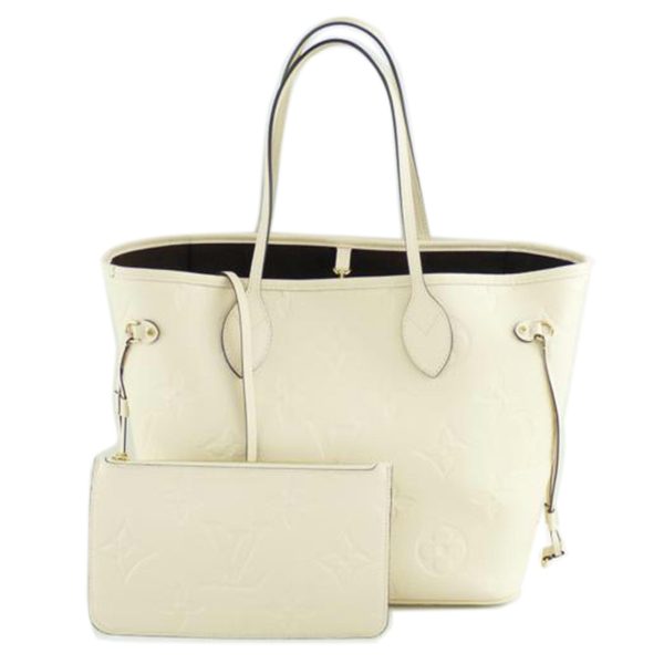 21970 1 Louis Vuitton MM Monogram Empriente Never Full Bag White