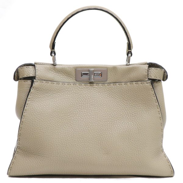 22 1908 04 Fendi Peekaboo Selleria Leather Shoulder Bag Greige