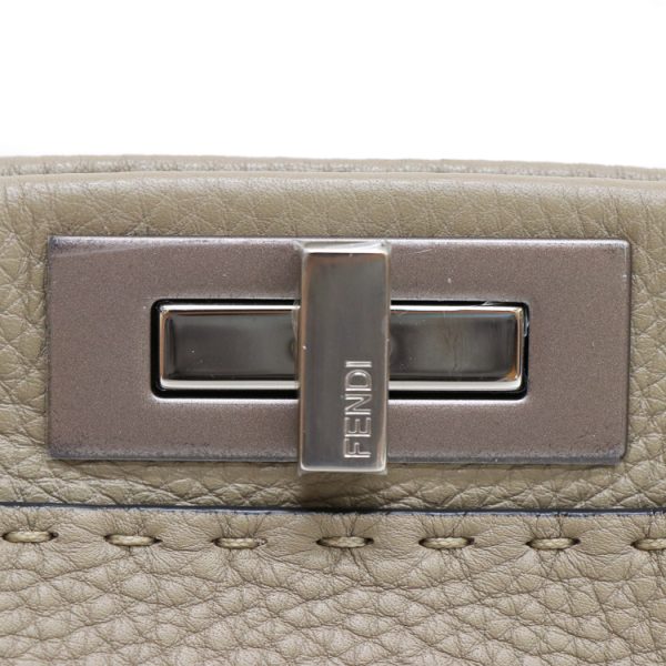 22 1908 07 Fendi Peekaboo Selleria Leather Shoulder Bag Greige