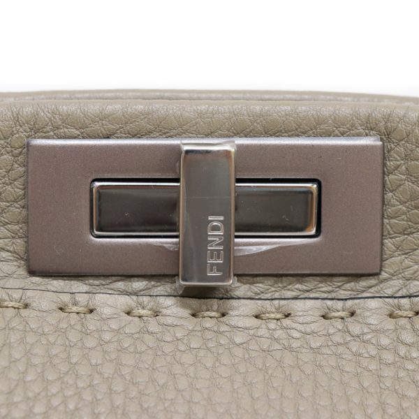 22 1908 08 Fendi Peekaboo Selleria Leather Shoulder Bag Greige