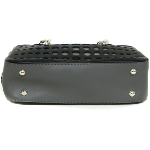 22 2410 05 Prada Punching Chain Handbag Leather Black