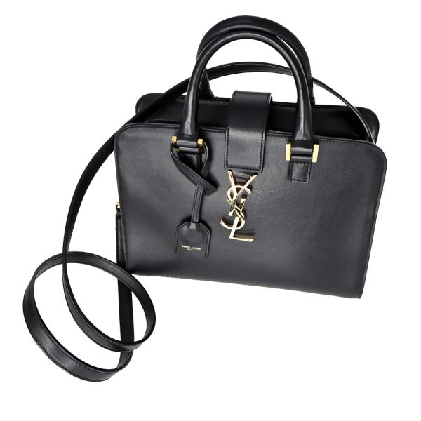 22 Saint Laurent Baby Cabas 2way Bag Leather Black