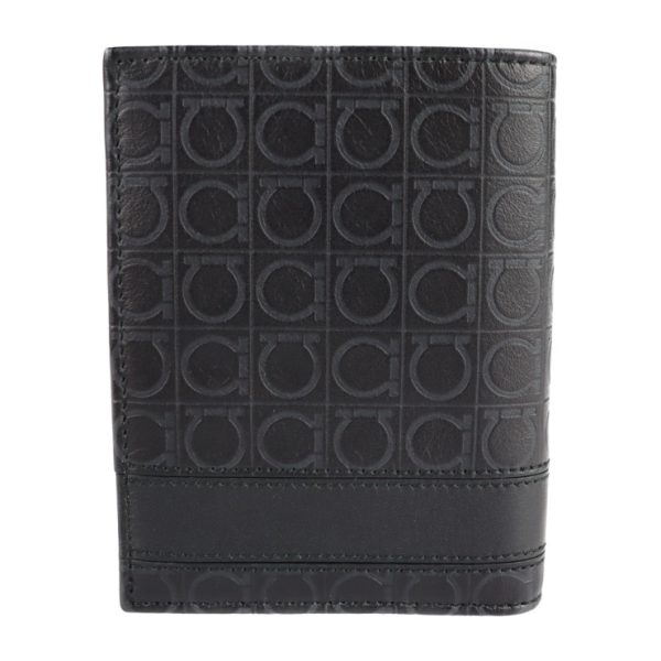 2201073001007 3 Salvatore Ferragamo Gancini Embossed Leather Bifold Wallet Black