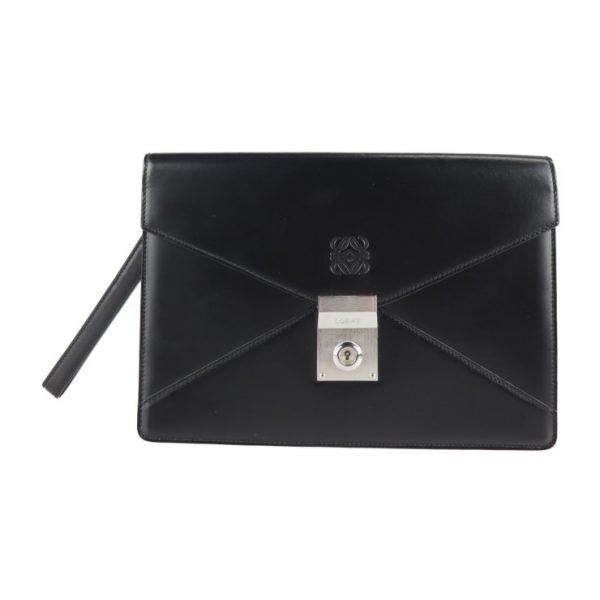 2203023007024 1 Loewe Diplomatico Calf Leather Clutch Bag Black