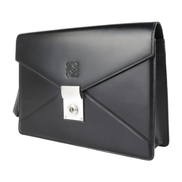 2203023007024 2 Loewe Diplomatico Calf Leather Clutch Bag Black