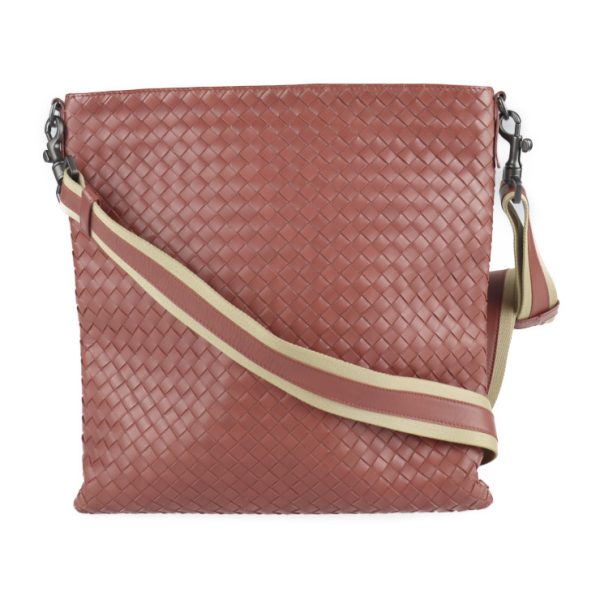 2203023007030 1 Bottega Veneta Intrecciato Leather Crossbody Bag Maroon