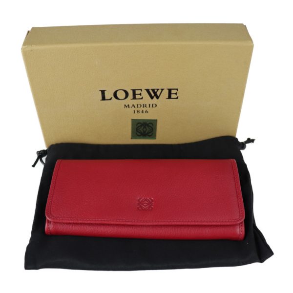 2203103007020 9 Loewe Rojo Lip Leather Bifold Wallet Red