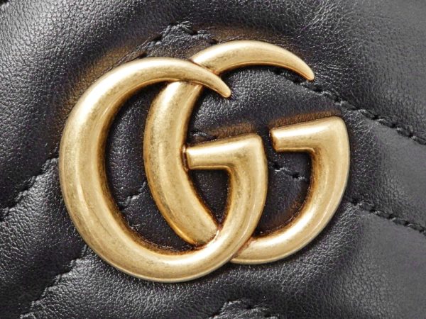 22037200406 06 Gucci GD Marmont Leather Mini Bucket Shoulder Bag Black