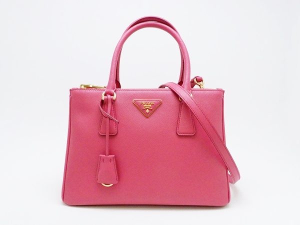 22037200494ita 02 Prada Magenta Galleria Saffiano Leather Medium 2 Way Bag Pink