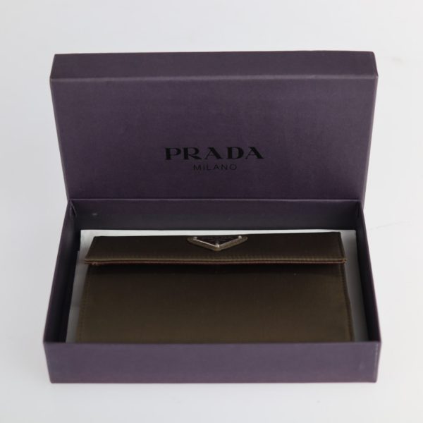 2204073007018 9 Prada Nylon Leather Tri Fold Wallet Brown