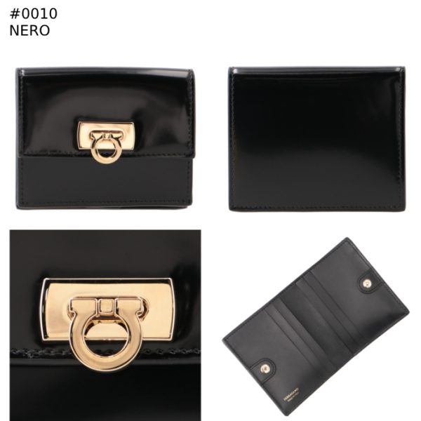 2204340001 7 Ferragamo Wallet Bifold Wanda Gancini Small Black