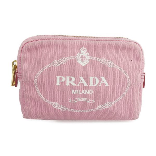 2205011002001 1 Prada CANAPA Canvas Cosmetic Pouch Pink