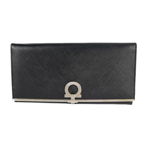 2205063008027 1 Salvatore Ferragamo Gancini Leather Long Wallet Black