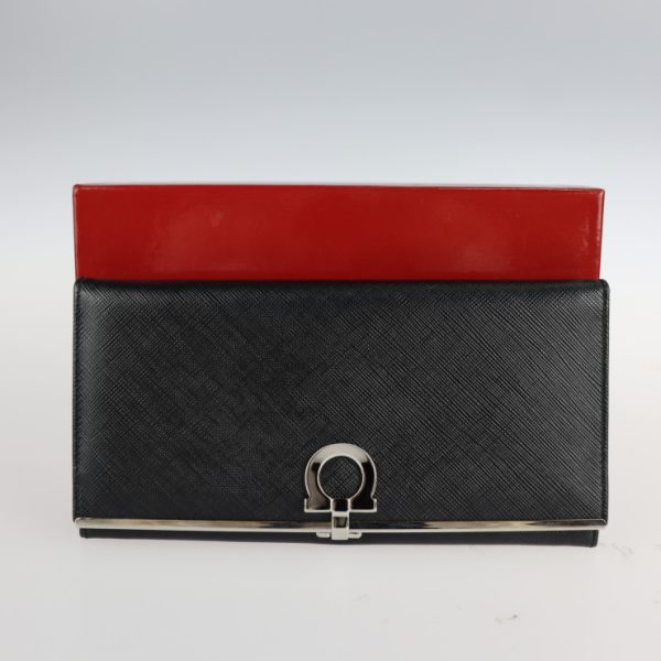 2205063008027 9 Salvatore Ferragamo Gancini Leather Long Wallet Black