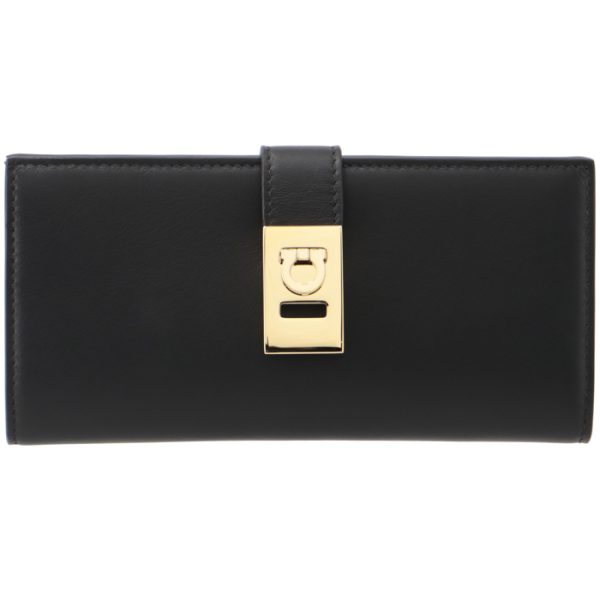 2205220001 1 Ferragamo Long Wallet Bifold Hug Continental Wallet Bill Coin Purse Black