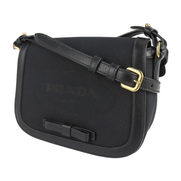 2206013007014 2 Prada Jacquard Canvas Shoulder Bag Black