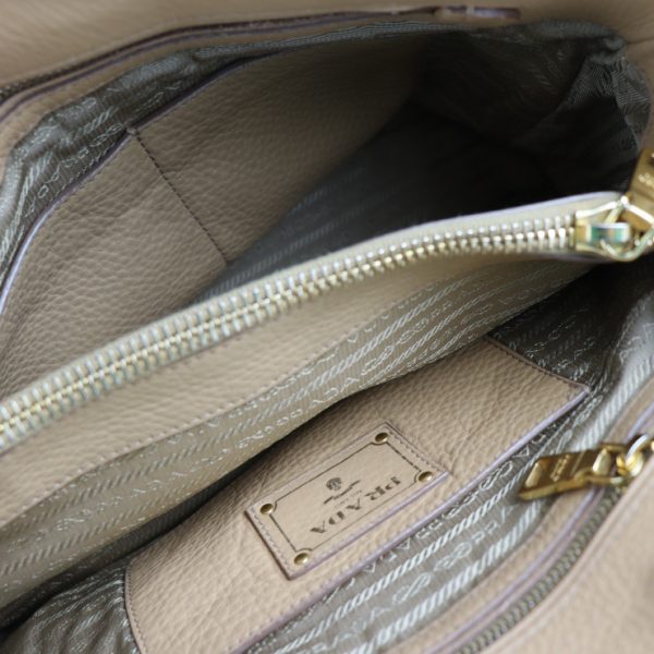 2206013007018 9 Prada VITDAINO Leather Handbag Beige