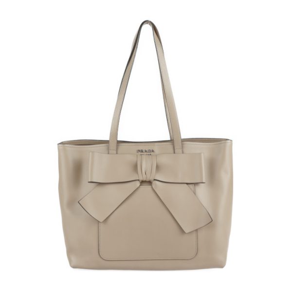 2206033008010 1 Prada City Calf Leather Tote Bag Beige