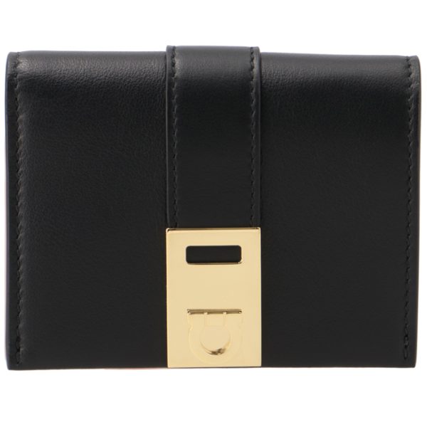 2206330001 1 Ferragamo Wallet Bifold Hug Compact Mini Coin Purse Black