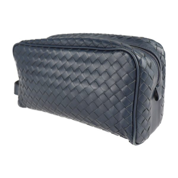 2207023007095 2 Bottega Veneta Intrecciato Leather Clutch Bag Navy