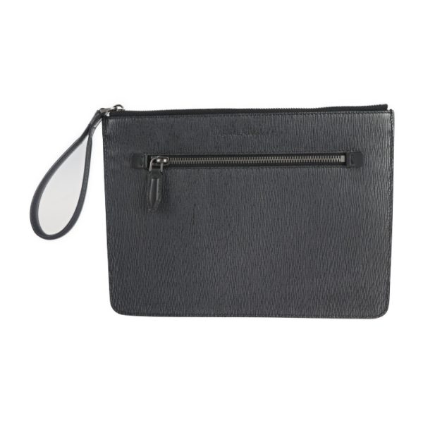 2207083008029 1 Salvatore Ferragamo Calf Leather Wristlet Clutch Bag Black