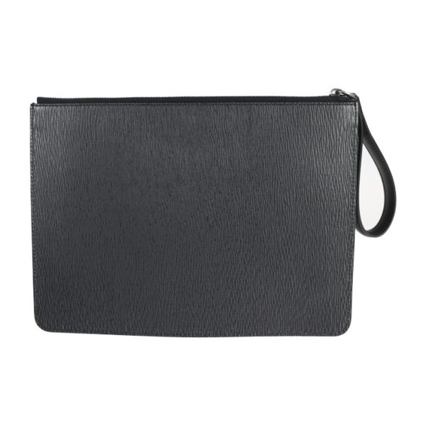 2207083008029 3 Salvatore Ferragamo Calf Leather Wristlet Clutch Bag Black