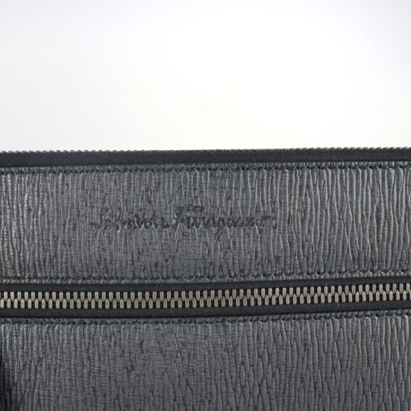 2207083008029 7 Salvatore Ferragamo Calf Leather Wristlet Clutch Bag Black