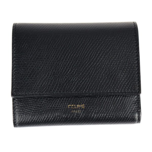 2207083008034 1 Celine Small Trifold Calf Leather Wallet Black