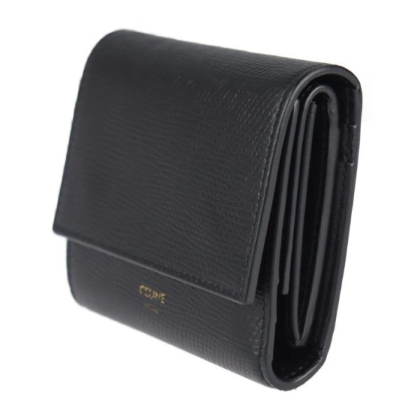 2207083008034 2 Celine Small Trifold Calf Leather Wallet Black