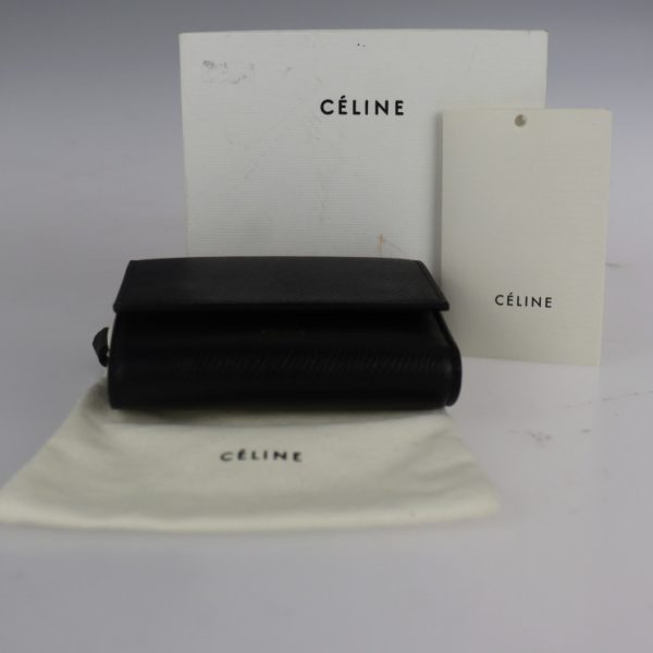 2207083008034 9 Celine Small Trifold Calf Leather Wallet Black