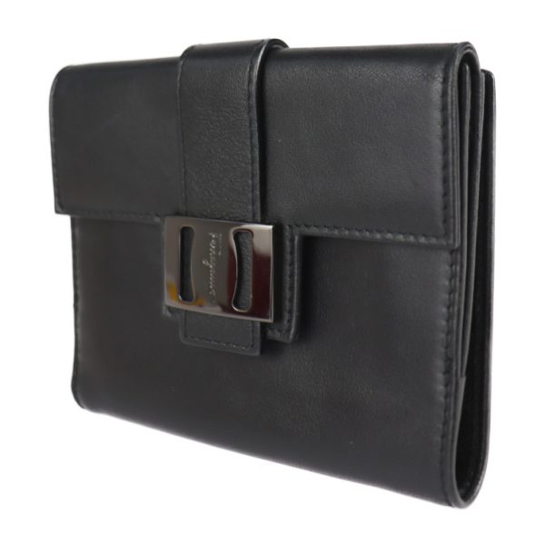 2208043001046 2 Salvatore Ferragamo Vara Leather Bifold Wallet Black