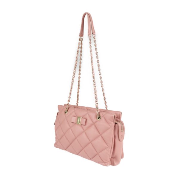 2208053008042 2 Salvatore Ferragamo Vara Quilted Leather Shoulder Bag Pink