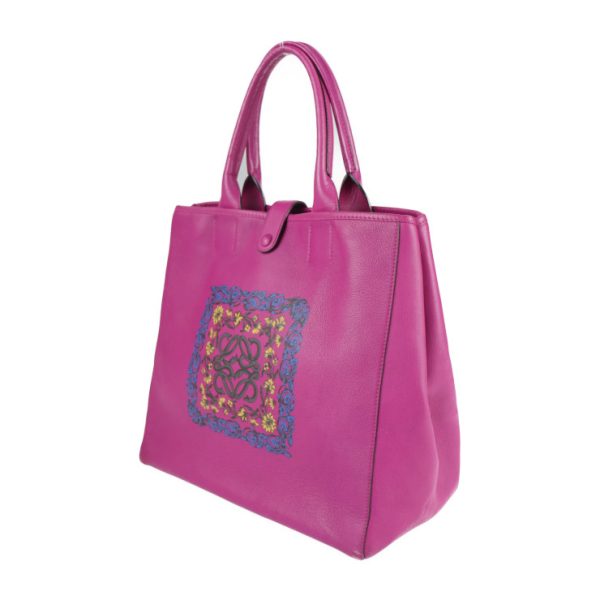 2211043007059 2 Loewe Barocco Anagram Leather Tote Bag Magenta Pink Purple