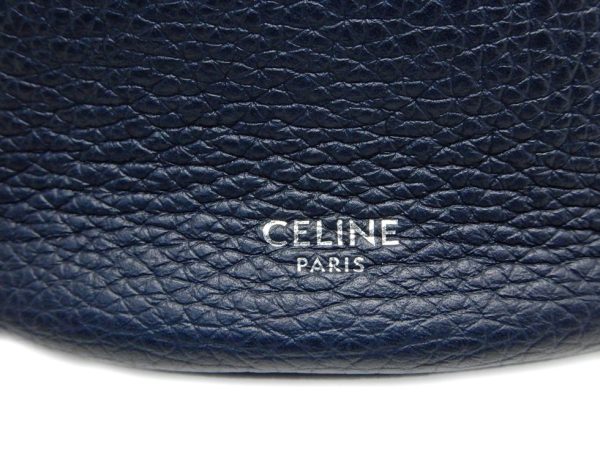 22117203633 11 Celine Nano Leather 2 Way Big Basket Bag Navy