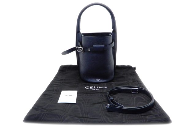 22117203633 13 Celine Nano Leather 2 Way Big Basket Bag Navy