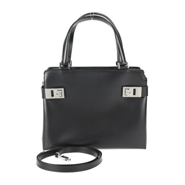 2212093007048 1 Salvatore Ferragamo Gancini Calf Leather Handbag Black