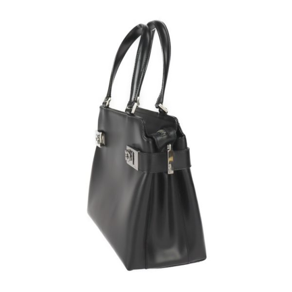 2212093007048 2 Salvatore Ferragamo Gancini Calf Leather Handbag Black