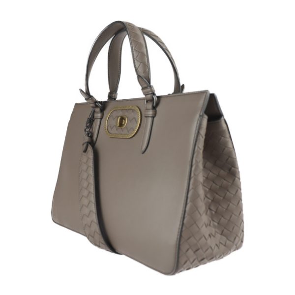 2212103010076 2 Bottega Veneta Erittica Intrecciato Leather Tote Bag Taupe