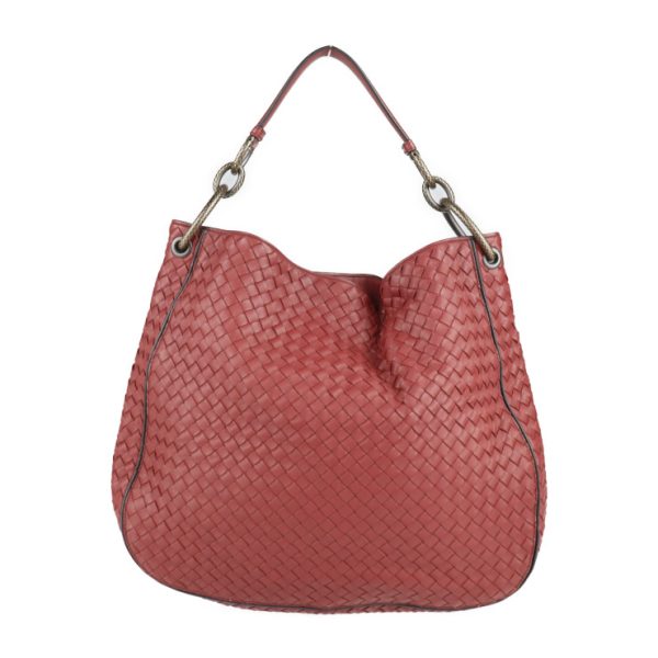 2213013007062 1 Bottega Veneta Intrecciato Leather Shoulder Bag Reddish Brown