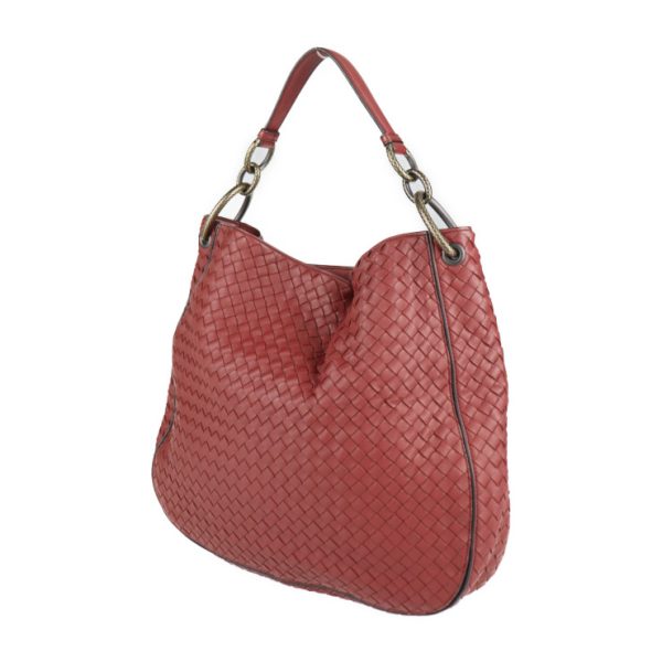 2213013007062 2 Bottega Veneta Intrecciato Leather Shoulder Bag Reddish Brown