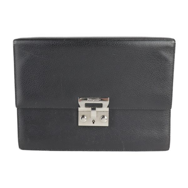 2213013007066 1 Salvatore Ferragamo Leather Clutch Bag Black