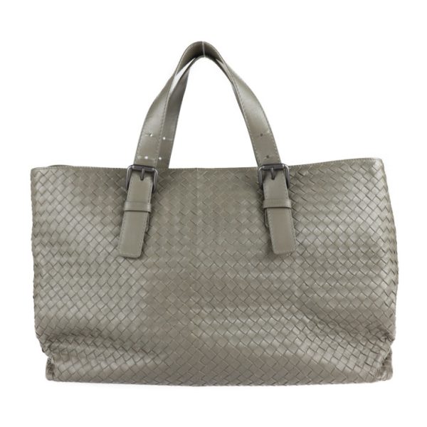 2214023007161 1 Bottega Veneta Intrecciato Leather Tote Bag Gray