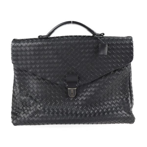 2214023007162 1 Bottega Veneta Intrecciato Leather Briefcase Black