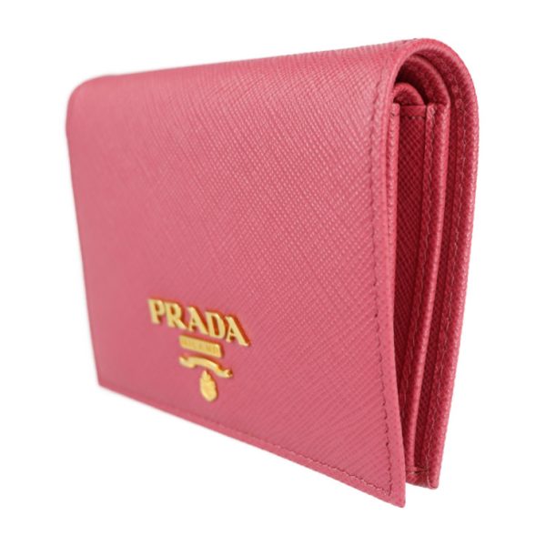 2214043007078 2 Prada SAFFIANO METAL Leather Compact Wallet Pink