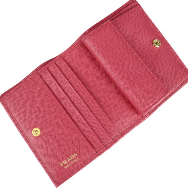 2214043007078 6 Prada SAFFIANO METAL Leather Compact Wallet Pink