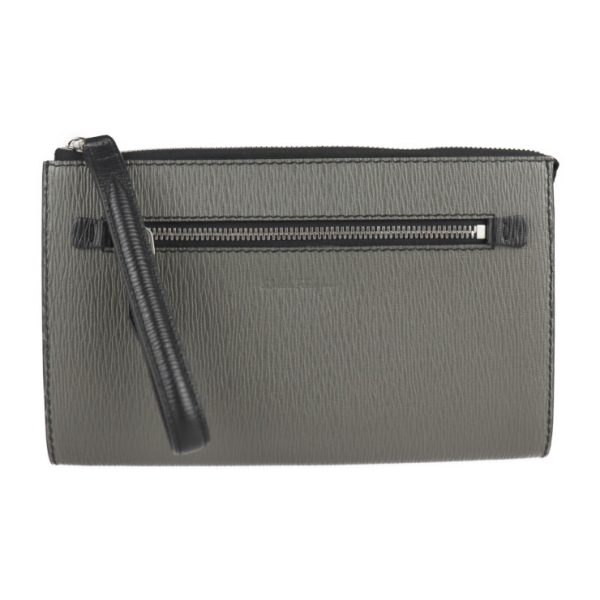 2216013008090 1 Salvatore Ferragamo Leather Clutch Bag Gray